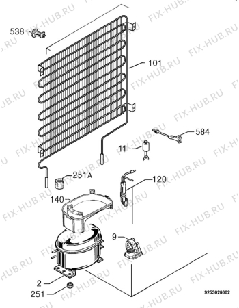 Взрыв-схема холодильника Arthurmartinelux ARD28284W - Схема узла Cooling system 017